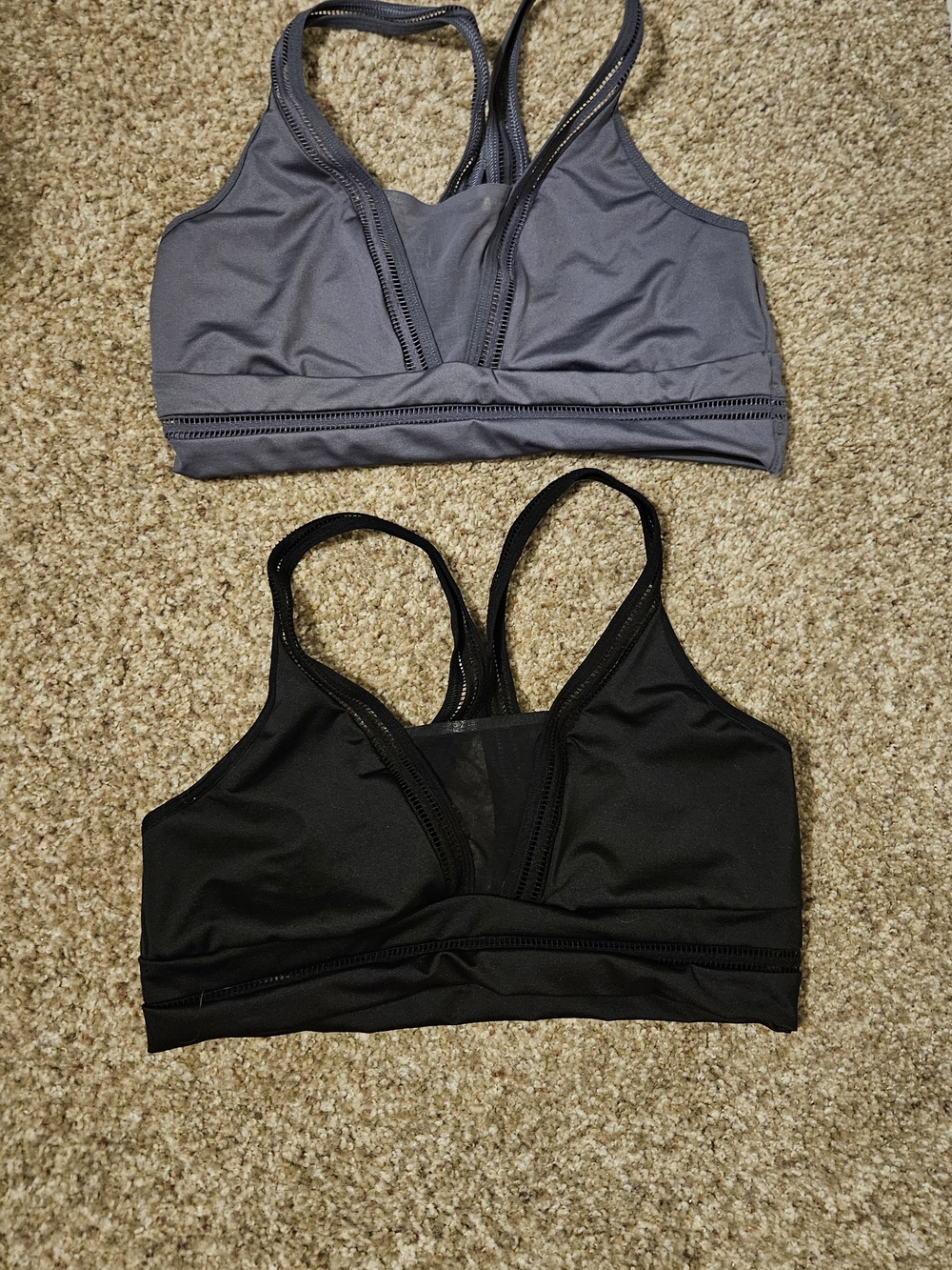 Women’s Strappy V-Neck Sports Bralette - Black & Gray Victorias Secret Bundle